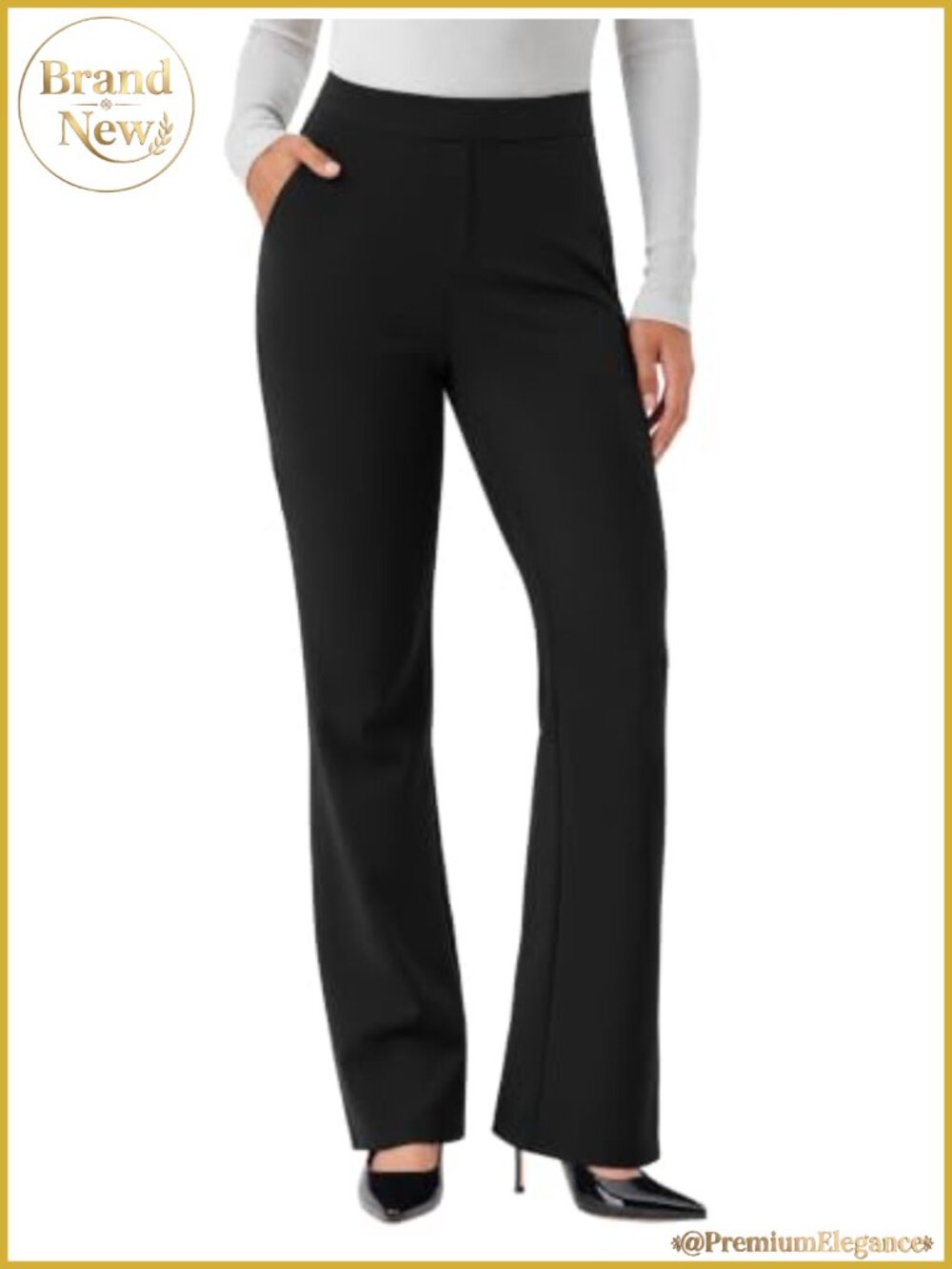 Women's Bootcut Pull On Dress Pants Stretch Work Slacks 4 Pockets